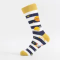 Men's space theme crew socks with cartoon planets and rockets, comfortable striped socks. - Plus Size (Size 41-48) / Planet