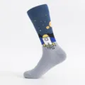 Men's high tube casual cotton socks featuring creative space rocket and star pattern design. - Plus Size (Size 41-48) / Shenzhou