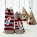 Christmas reindeer plush fuzzy floor socks with 3D antlers and gift box packaging. - Adult Size (36-43) (Bare Socks Without Box) / Deer