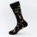 Herren schwarze Socken mit stylischem Musikinstrumenten Druck, bequeme Baumwolle große Gr. - Herren Übergröße / Musikinstrumente