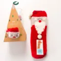 Christmas fuzzy floor socks with Santa Claus pattern and gift box for cozy indoor winter wear. - New Red Santa Claus