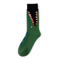 Novelty crocodile crew socks for men funny cartoon animal cotton socks green casual footwear - Plus Size (Size 41-48) / Green Crocodile