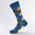 Men's patterned mid-tube socks, comfortable cotton casual long socks for autumn and winter wear. - Plus Size (Size 41-48) / Blue Oyster