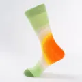 Men's gradient high tube skateboard socks, colorful striped cotton long socks, street style. - Men's Large Size (41-47 Yards) / Rainbow