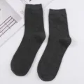 Calzini da uomo tinta unita grigio scuro a coste autunno inverno cotone caldi casual - Taglia unica (39-45) / Grigio scuro