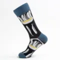 Herren Sprotten Motiv Wadenstrümpfe mit Muster in Schwarz und Blau, weiche Baumwollmix. - Herren Übergröße / Fisch