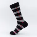 Men winter long thick cotton socks black grey striped with colorful dots size 47 big - Plus Size (Size 41-48) / Red and Blue Dots