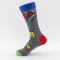 Herren Baumwolle Socken mit buntem Zauberwürfel Muster, bequeme atmungsaktive Freizeitkleidung. - Herren Übergröße / Zauberwürfel