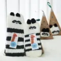 Winter Fuzzy Floor Socks Cute Animal Striped Warm Plush Socks Set with Gift Box - Panda