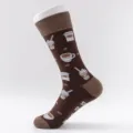 Braune Herren Socken mit Kaffeemotiv dicke Wintersocken Skater Streetwear stilvoll warm - Herren Übergröße (Größe 41-47) / Dessert