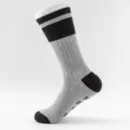 Men long winter cotton socks oversized big foot gray black striped casual thermal hosiery - Plus Size (Size 41-48) / Gray with Black Cuff