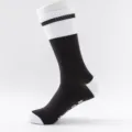 Men's black and white striped tube socks casual cotton athletic crew socks size 47. - Plus Size (Size 41-48) / Black Base with White Cuff