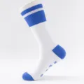 Winter extra large long cotton mens socks blue white striped plus size casual wear - Plus Size (Size 41-48) / White Socks with Blue Cuffs