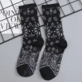 Black and white patterned mid-calf socks streetwear cotton fashion casual socks for men and women - One Size Single Socks (Sizes 37-43) / Black #4