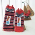 Christmas fuzzy fluffy floor socks, coral fleece warm winter sleep socks with cute animal ears. - Red Owl