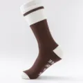 Men's winter long crew socks with striped rib design and comfortable cotton fabric for cold weather. - Plus Size (Size 41-48) / Coffee with White Cuff