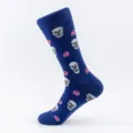 Herren Blaue Totenkopf und Rosen Muster Baumwolle Mittelhohe Socken für Männer - Herren Übergröße / Totenkopf