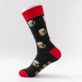 Herren Winter dicke Skatersocken, schwarze hohe Socken mit Bier Muster, bequeme Baumwolle. - Herren Übergröße (Größe 41-47) / Bier