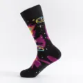 Schwarze Baumwoll-Herrensocken mit Galaxie-Muster, winterwarme, extragroße Thermosocken für Männer. - Herren Übergröße / Feuerball