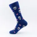 Blaue Röhrensocken mit Totenkopf und Rosen Print für Herren Streetwear Winter Alltagskleidung - Herren Übergröße (Größe 41-47) / Totenkopf