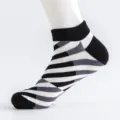 Men's short striped ankle socks, breathable cotton athletic boat socks for daily wear. - Plus Size (Size 40-47) / Zebra Pattern
