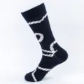 Herren Winter lange Crew Socken in Marineblau mit weißem Seil Muster, Extragroße Größe. - Herren Übergröße / Seil