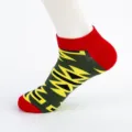 Men's Short Boat Socks Red Green Geometric Pattern Athletic Casual Daily Ankle Socks - Men's Large Size (Size 40-47) / Rectangle Combination 1#