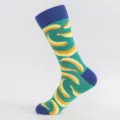 Große Winter Herren Socken lang Baumwolle, grünes Bananen Muster, warme bequeme Freizeitkleidung. - Herren Übergröße / Banane