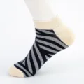 Men short socks striped cotton ankle socks breathable casual sports socks beige black - Men's Large Size (Size 40-47) / Rectangle Combination 4#