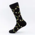Schwarze Herren Socken aus Baumwolle mit tollem Champagner Flaschen Muster für den Alltag. - Herren Übergröße / Champagner