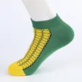 Men's short socks green yellow corn pattern breathable casual cotton sports ankle socks variant - Men's Large Size (Size 40-47) / Food Combination 2#