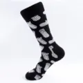 Schwarze Herrensocken mit weißem Holzstamm Muster, bequeme Baumwollsocken Variante. - Herren Übergröße / Maserung