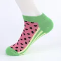 Men summer watermelon patterned cotton low cut boat socks casual short socks green pink - Men's Large Size (Size 40-47) / Food Combination 4#