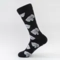 Schwarze Herren-Socken mit stilvollem weißem Tiermotiv, bequeme Baumwolle für den Alltag. - Herren Übergröße / Tigerkopf