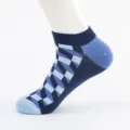 Men's blue geometric pattern low cut casual ankle socks variant display for summer season - Men's Large Size (Size 40-47) / Diamond Combination 5#