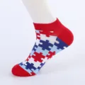 Men's cotton short ankle socks featuring colorful puzzle pattern design for daily wear. - Men's Large Size (Size 40-47) / Puzzle Combination 2#