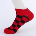 Men's red and black checkered low-cut boat socks, breathable cotton casual ankle socks. - Men's Large Size (Size 40-47) / Puzzle Combination 4#