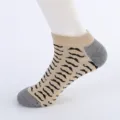 Men's cotton short boat socks, khaki with grey heel and toe, comfortable breathable casual socks. - Men's Large Size (Size 40-47) / Geometric Combination 2#