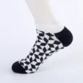 Men's geometric pattern low cut socks comfortable cotton ankle socks spring summer wear - Men's Large Size (Size 40-47) / Geometric Combination 4#