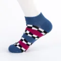Men's Cotton Short Boat Socks Summer Plus Size Checkerboard Athletic Ankle Socks - Men's Large Size (Size 40-47) / Plaid Combination 2#