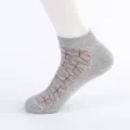 Men's gray short socks, comfortable cotton ankle socks with stylish geometric pattern. - Men's Large Size (Size 40-47) / Plaid Combination 5#