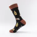 Men's whiskey print casual crew socks, black cotton large size funny novelty socks. - Men's Plus Size (40-47) / Color 1