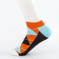 Chaussettes courtes pour homme en coton avec motif losanges, respirantes et confortables. - Taille Unique (Taille 40-47) / Couleur 1