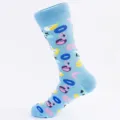 Heren blauwe katoenen sokken met leuke patronen van flamingo's en zwembanden voor dagelijks. - Één Maat (EU 41-47) / Kleur 1