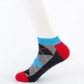 Chaussettes de sport homme grande taille coton respirant courtes motif losanges multicolore - Taille Unique (Taille 40-47) / Couleur 3