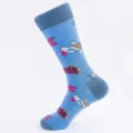 Heren blauwe katoenen sokken met kleurrijk vispatroon ontwerp comfortabel casual dagelijks - Één Maat (EU 41-47) / Kleur 2