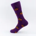 Purple Halloween men's cotton socks featuring fun witch hat pumpkin patterns for casual. - One Size (Size 40-47) / Purple Pumpkin
