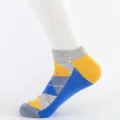 Chaussettes courtes homme en coton à motif argyle, chaussettes de cheville respirantes bleu. - Taille Unique (Taille 40-47) / Couleur 4