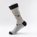 Stylish men's casual cotton crew socks featuring whiskey and pipe print for daily wear. - Men's Plus Size (40-47) / Color 5