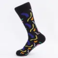 Heren grote maat katoenen sokken met kleurrijk abstract kunstpatroon, comfortabel. - Één Maat (EU 41-47) / Kleur 5